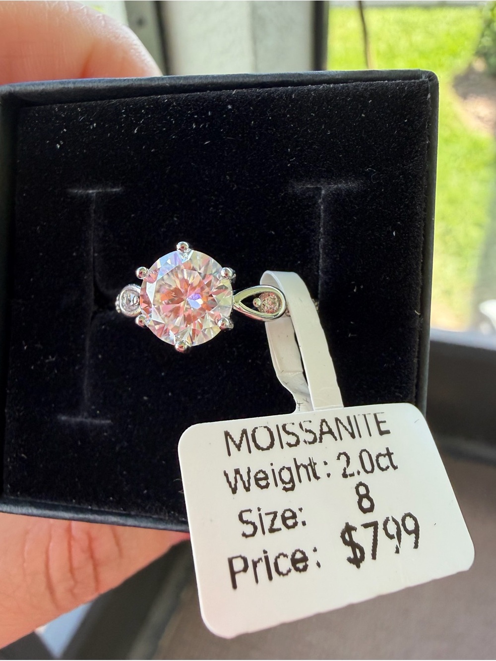 2.0CT GRA Moissanite Solitaire Engagement Ring in Silver Plated (Size 7)